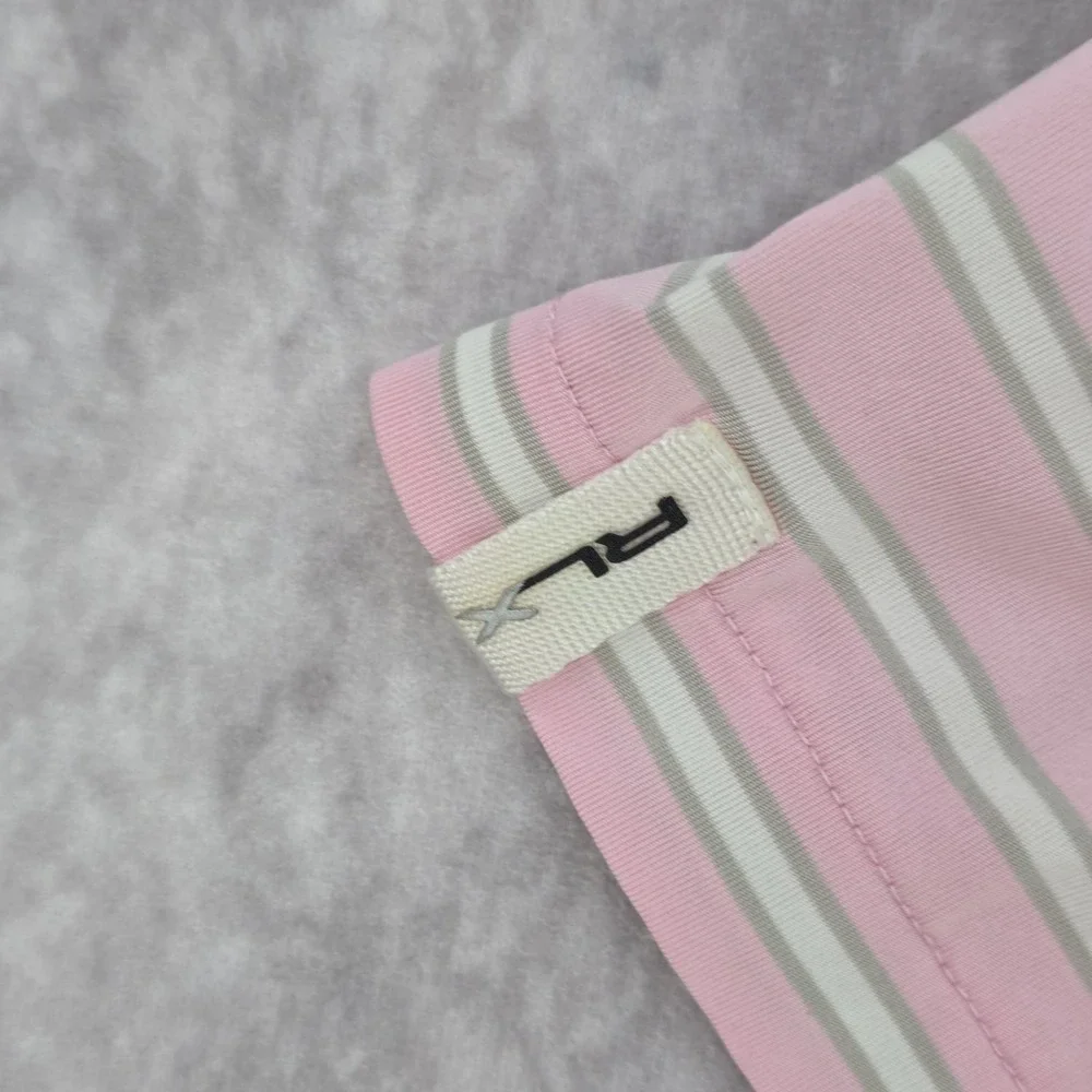 RLX Ralph Lauren Mens XL Golf Polo Shirt Performance Pink Striped Short Sleeve